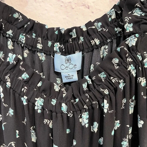 CeCe Women’s Blue Square Neck Scattered Floral Jumpsuit Size 4 - Picture 8 of 13